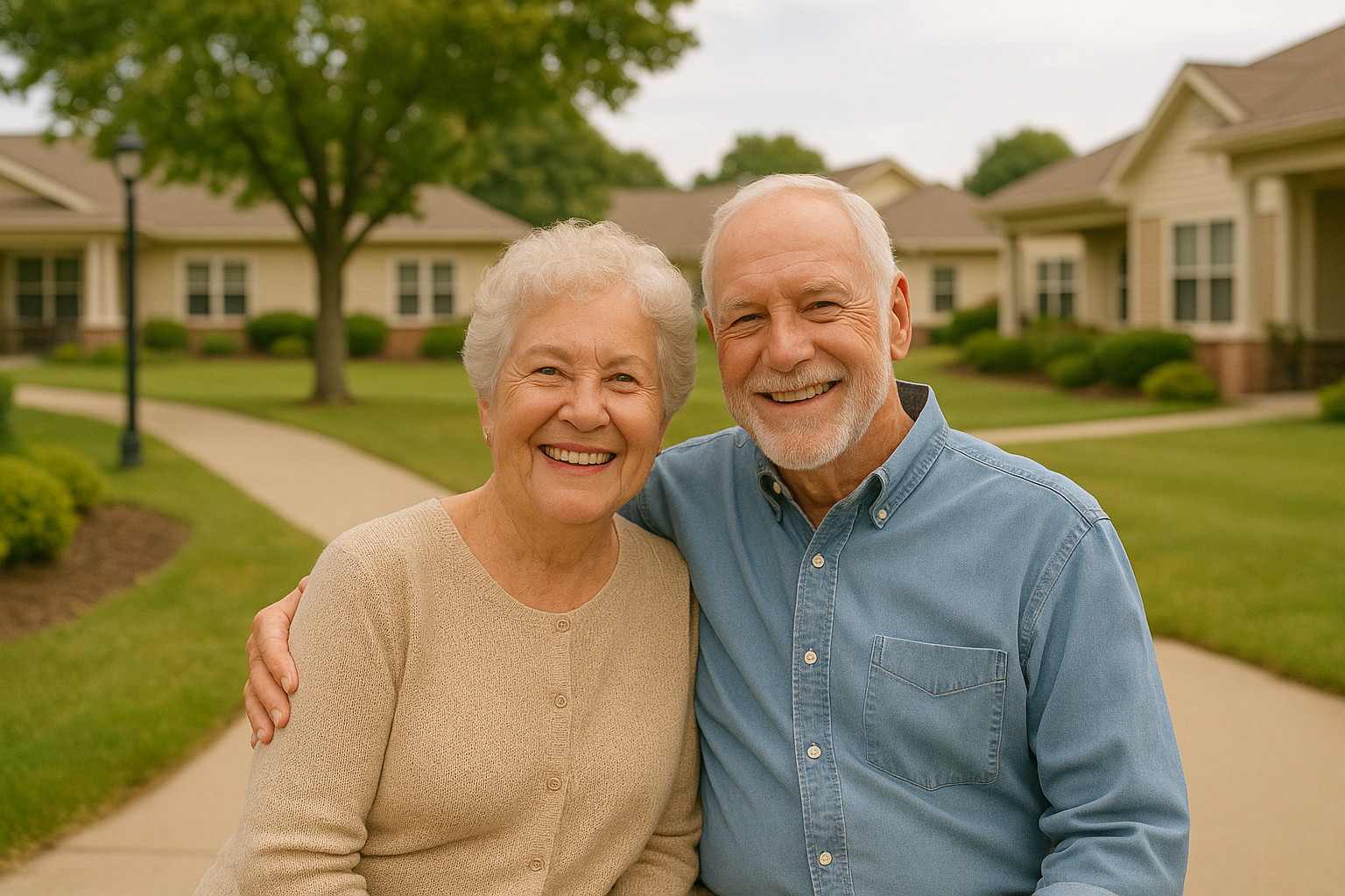 Happy senior couple in their living community